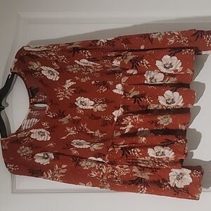 TORRID Longsleeve Floral Babydoll Trumpet Sleeve Top  Size 2(2X)